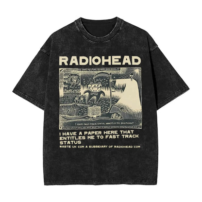 2026 Washed Camisetas New Arrival Clothes Tee Shirt Homme Graphic T-Shirts Unisex Tshirt for Ropa Hombre Radiohead Rock Band