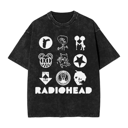 2026 Washed Camisetas New Arrival Clothes Tee Shirt Homme Graphic T-Shirts Unisex Tshirt for Ropa Hombre Radiohead Rock Band