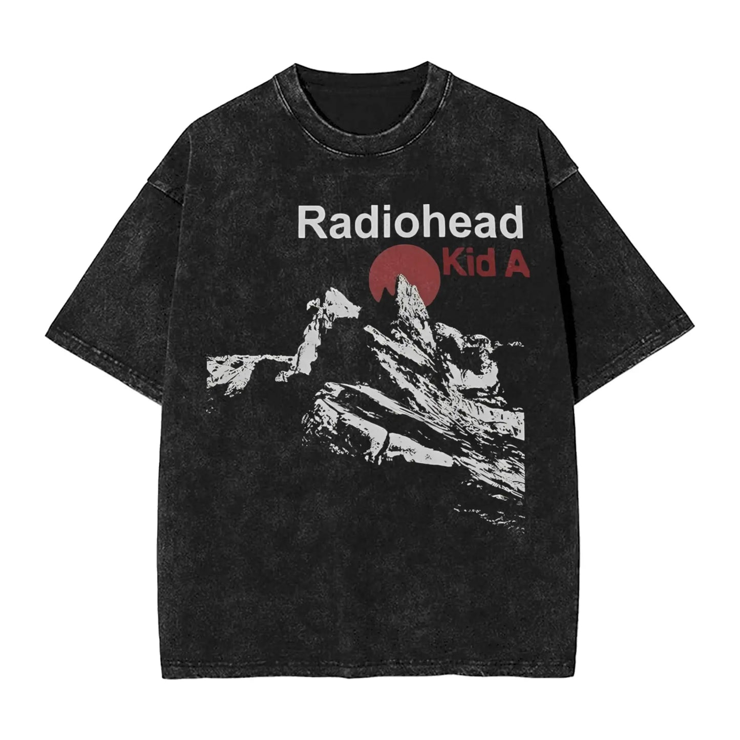 Radiohead Rock Band Washed T Shirts Streetwear Hip Hop Retro T-Shirts Hip Hop Tees Tops Men Women Short Sleeve Harajuku Graphic