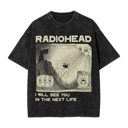 2026 Washed Camisetas New Arrival Clothes Tee Shirt Homme Graphic T-Shirts Unisex Tshirt for Ropa Hombre Radiohead Rock Band