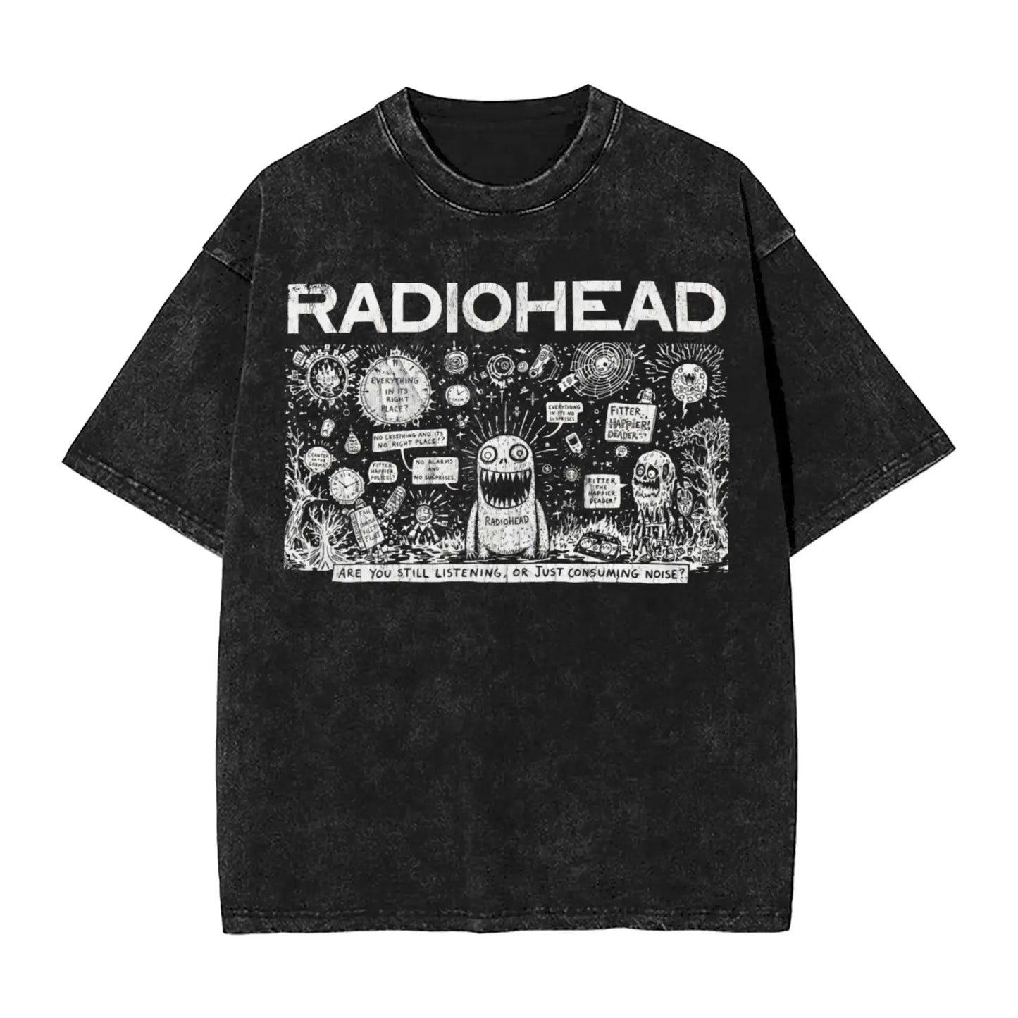 2026 Washed Camisetas New Arrival Clothes Tee Shirt Homme Graphic T-Shirts Unisex Tshirt for Ropa Hombre Radiohead Rock Band