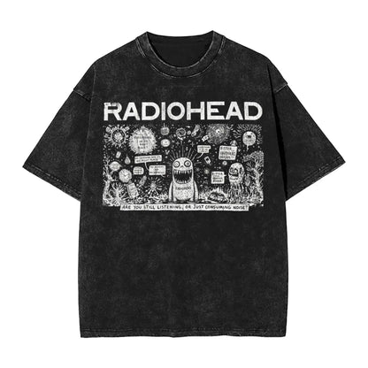 2026 Washed Camisetas New Arrival Clothes Tee Shirt Homme Graphic T-Shirts Unisex Tshirt for Ropa Hombre Radiohead Rock Band