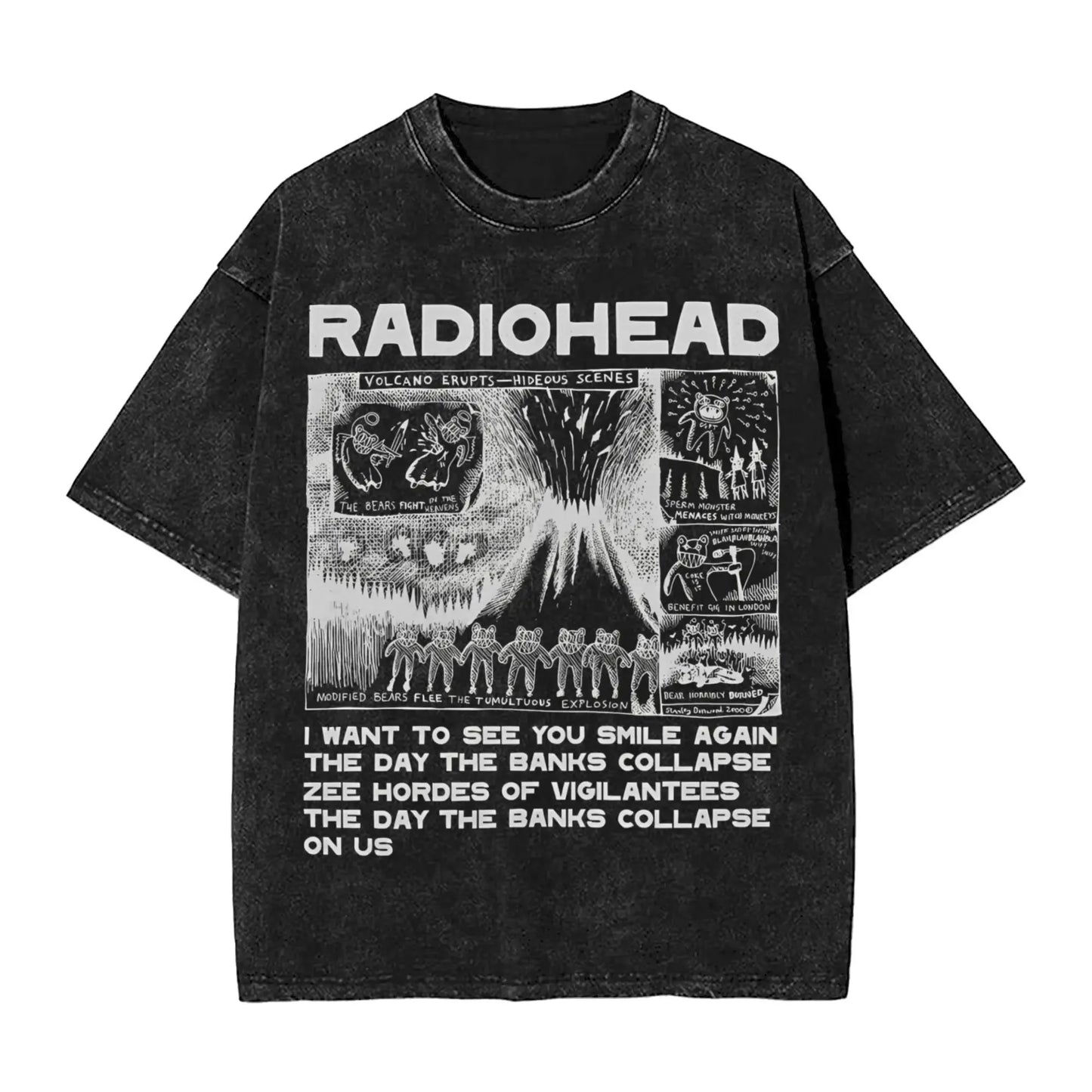 2026 Washed Camisetas New Arrival Clothes Tee Shirt Homme Graphic T-Shirts Unisex Tshirt for Ropa Hombre Radiohead Rock Band