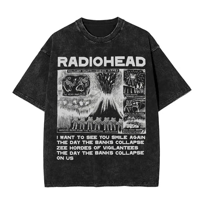 2026 Washed Camisetas New Arrival Clothes Tee Shirt Homme Graphic T-Shirts Unisex Tshirt for Ropa Hombre Radiohead Rock Band