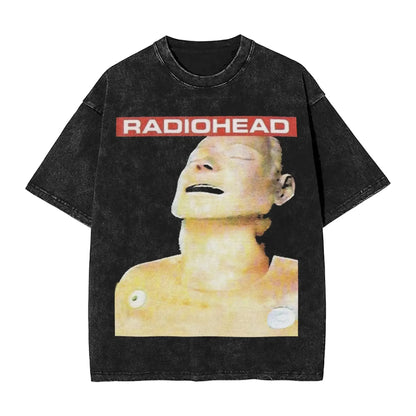 2026 Washed Camisetas New Arrival Clothes Tee Shirt Homme Graphic T-Shirts Unisex Tshirt for Ropa Hombre Radiohead Rock Band
