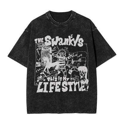 Radiohead Rock Band Washed T Shirts Streetwear Hip Hop Retro T-Shirts Hip Hop Tees Tops Men Women Short Sleeve Harajuku Graphic