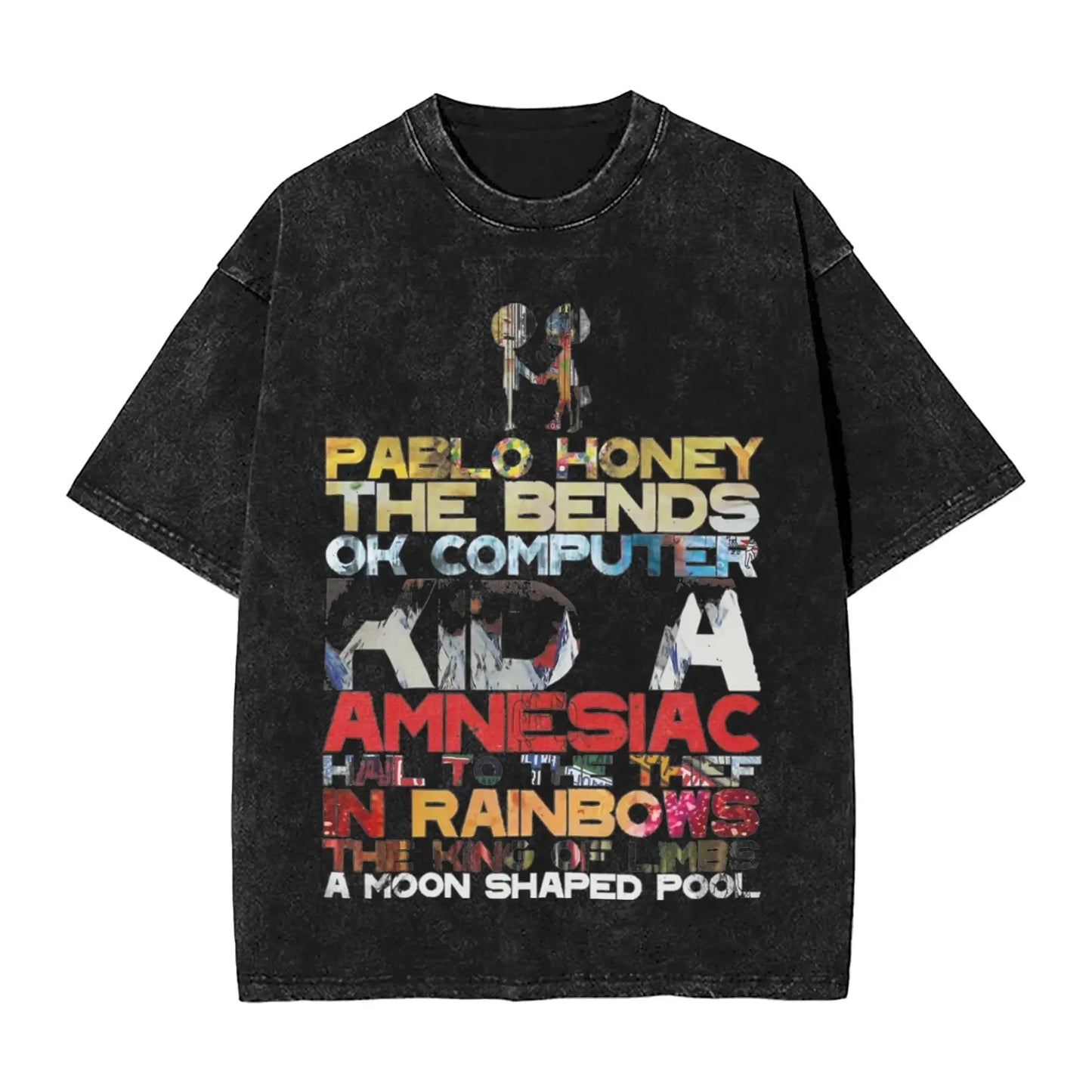 2026 Washed Camisetas New Arrival Clothes Tee Shirt Homme Graphic T-Shirts Unisex Tshirt for Ropa Hombre Radiohead Rock Band
