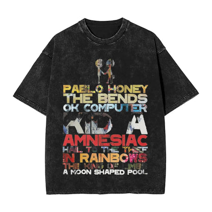 2026 Washed Camisetas New Arrival Clothes Tee Shirt Homme Graphic T-Shirts Unisex Tshirt for Ropa Hombre Radiohead Rock Band
